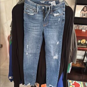 Old Navy Blue Ankle Cropped Jeans with Distressed Details